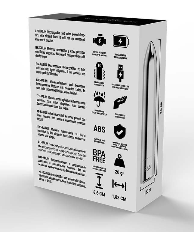 BLACK&SILVER - KAILAN 2 PROIETTILE MAGNETICO VIBRANTE ARGENTO