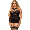 queen lingerie chemise con giarrettiera nera s m