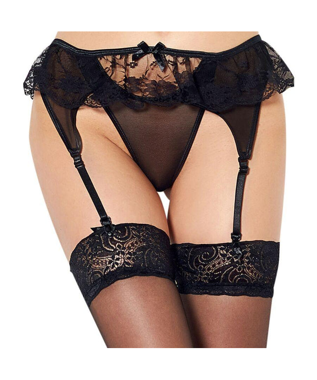 queen lingerie perizoma con giarrettiera nera s m