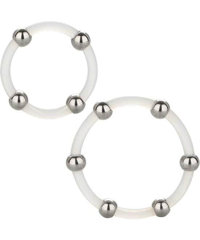 california exotics set di anelli in silicone con perline in acciaio