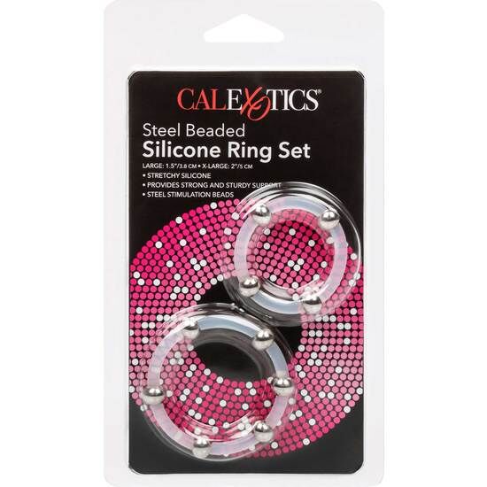 CALIFORNIA EXOTICS - SET DI ANELLI IN SILICONE CON PERLINE IN ACCIAIO