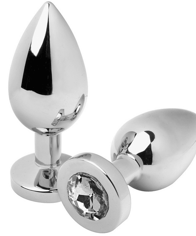 metal hard plug anale diamond trasparente medio 7 62cm