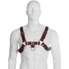 LEATHER BODY - BODY CATENA IN PELLE IMBRACATURA III NERO / ROSSO