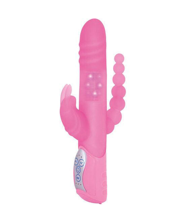 seven creations e rabbit triple play vibratore tripla stimolazione rosa