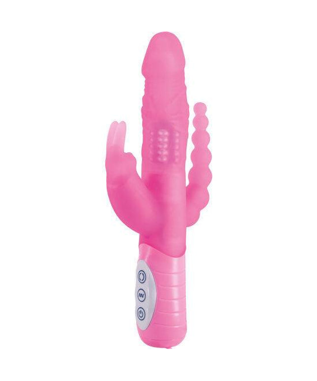seven creations e rabbit slimine triple play vibratore tripla stimolazione rosa