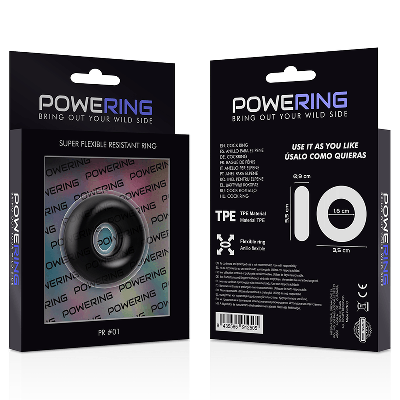 powering anello per pene super flessibile e resistente 3 5 cm nero