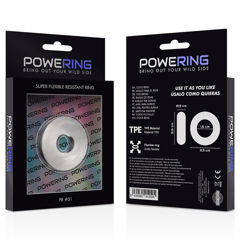 powering anello per pene super flessibile e resistente 3 5 cm trasparente