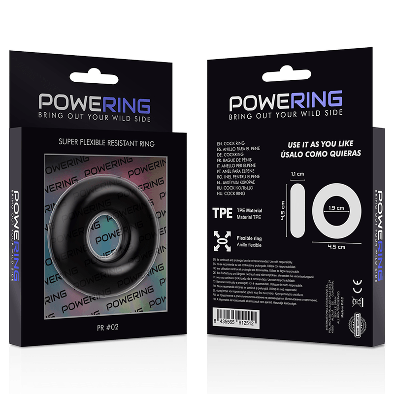 powering anello per pene super flessibile e resistente 4 5 cm nero