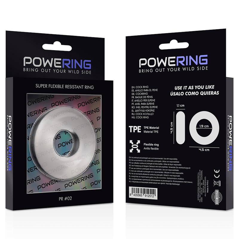 powering anello per pene super flessibile e resistente 4 5 cm trasparente