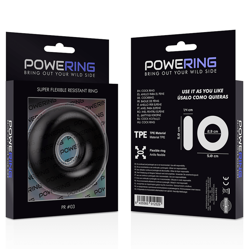 powering anello per pene super flessibile e resistente 5cm pr03 nero