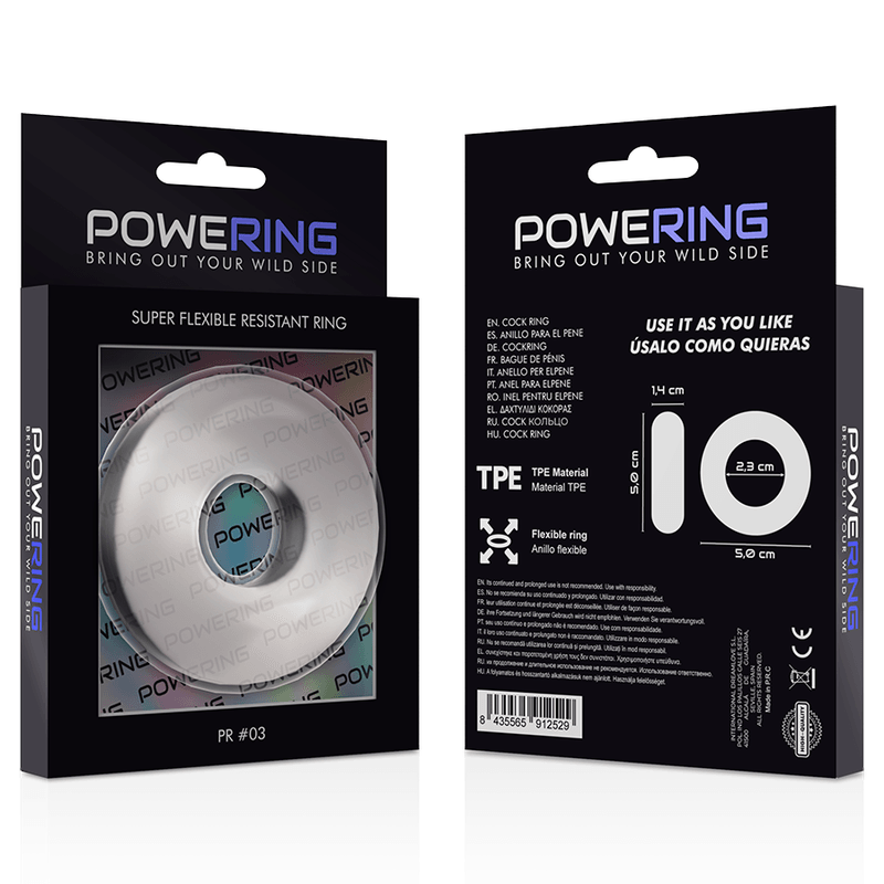 powering anello per pene super flessibile e resistente 5cm pr03 trasparente