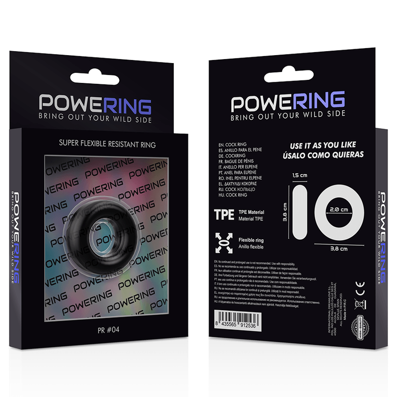 powering anello per pene super flessibile e resistente 3 8 cm pr04 nero