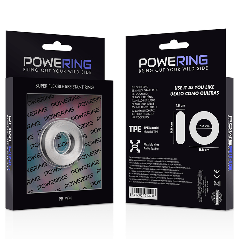 powering anello per pene super flessibile e resistente 3 8 cm pr04 trasparente