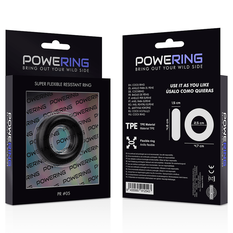 powering anello per pene super flessibile e resistente 4 8 cm pr05 nero