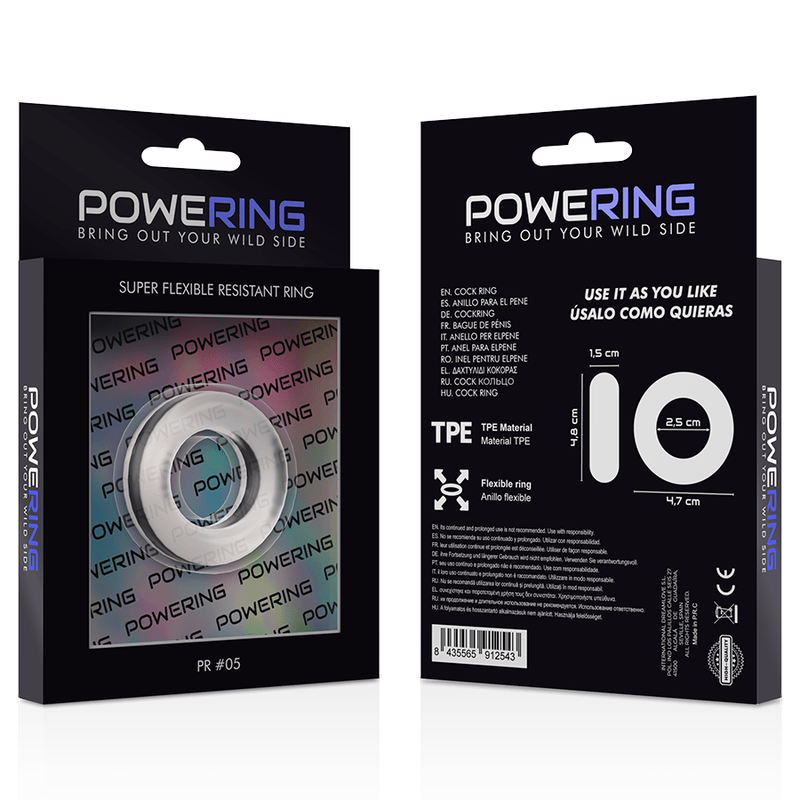 powering anello per pene super flessibile e resistente 4 8 cm pr05 trasparente