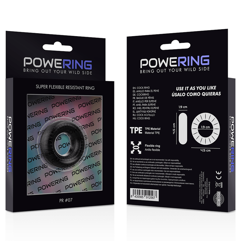 powering anello per pene super flessibile e resistente 4 5 cm pr07 nero