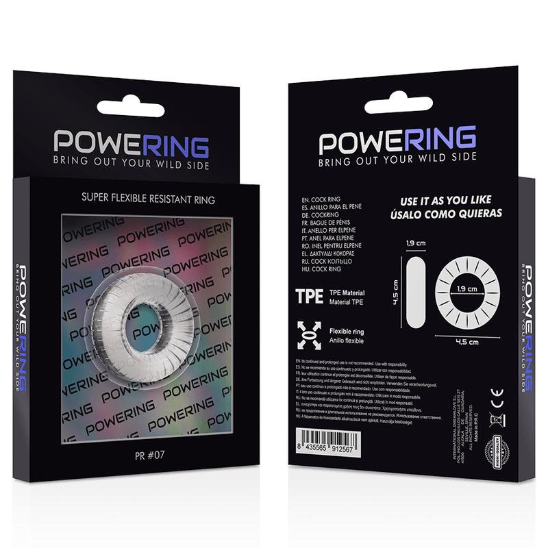 powering anello per pene super flessibile e resistente 4 5 cm pr07 trasparente