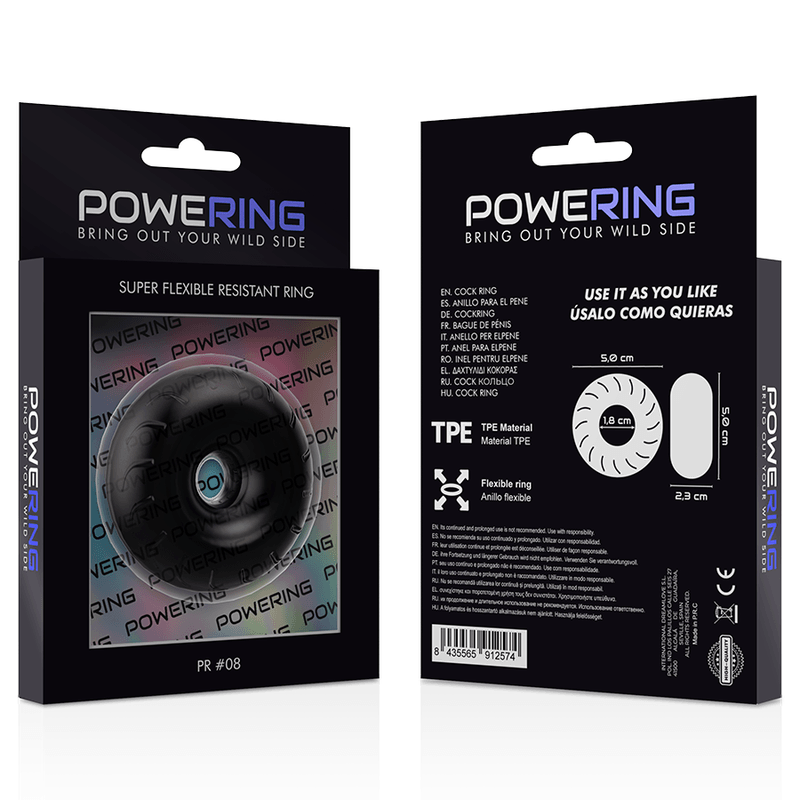 powering anello per pene super flessibile e resistente 5cm pr08 nero