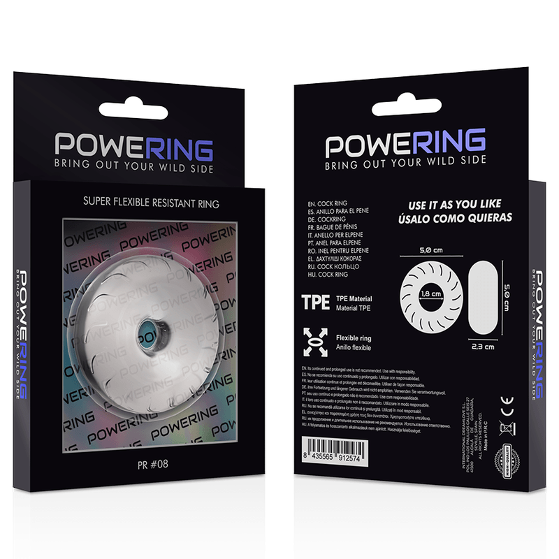 powering anello per pene super flessibile e resistente 5cm pr08 trasparente