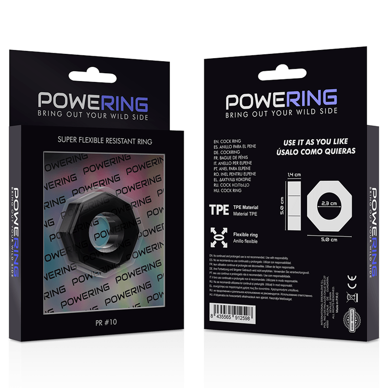 powering anello per pene super flessibile e resistente 5cm pr10 nero