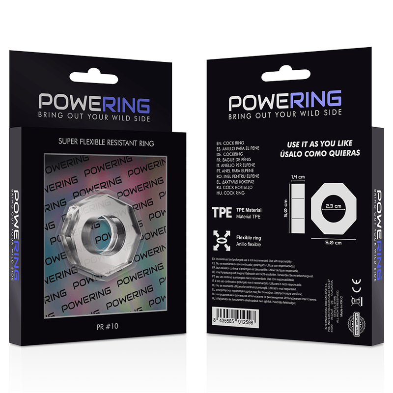 powering anello per pene super flessibile e resistente 5cm pr10 trasparente