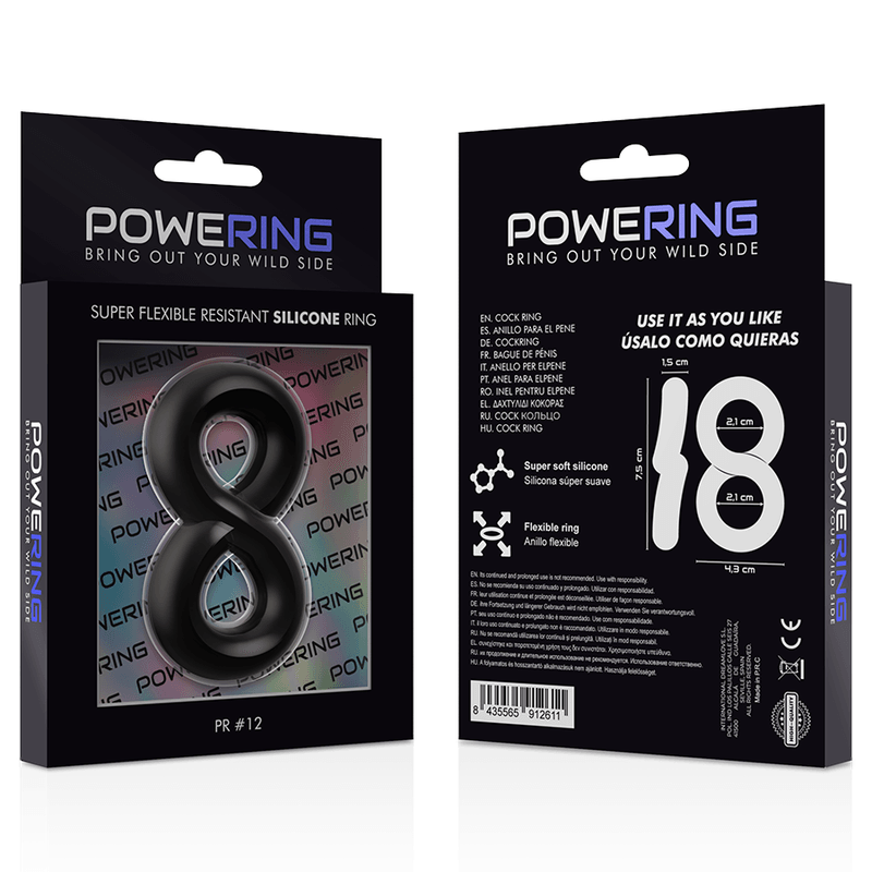 powering anello per pene e testicoli super flessibile e resistente pr12 nero