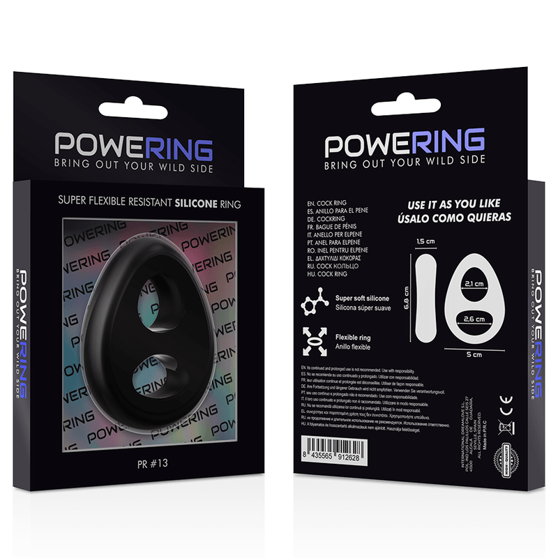 powering anello per pene e testicoli super flessibile e resistente pr13 nero