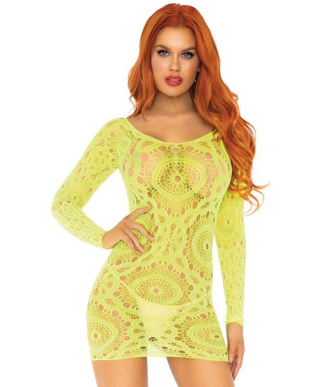 leg avenue miniabitoin pizzo alluncinetto manica lunga neon taglia unica