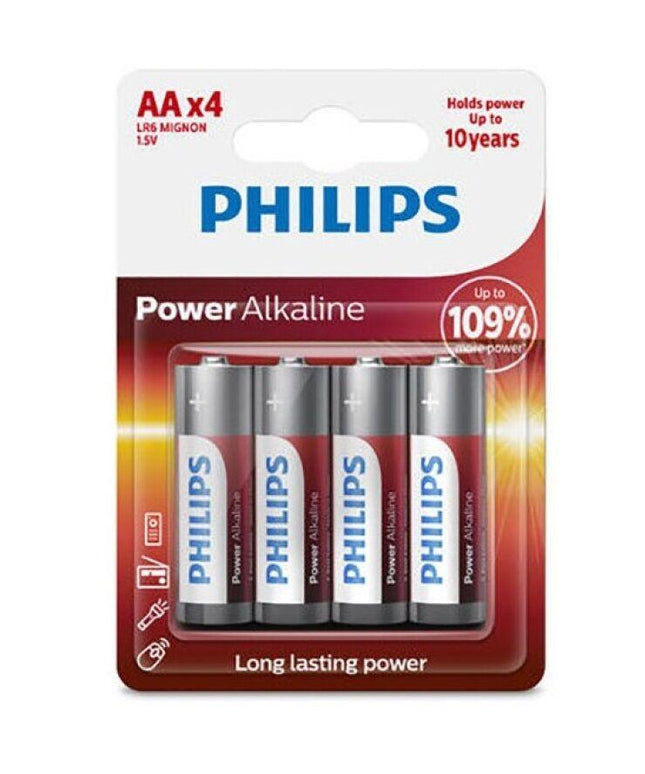 philips power batteria alcalina aa lr6 blister 4