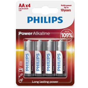 philips power batteria alcalina aa lr6 blister 4