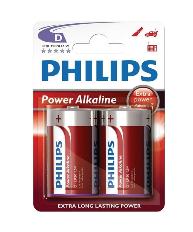 PHILIPS - POWER ALKALINE PILA D LR20 BLISTER * 2