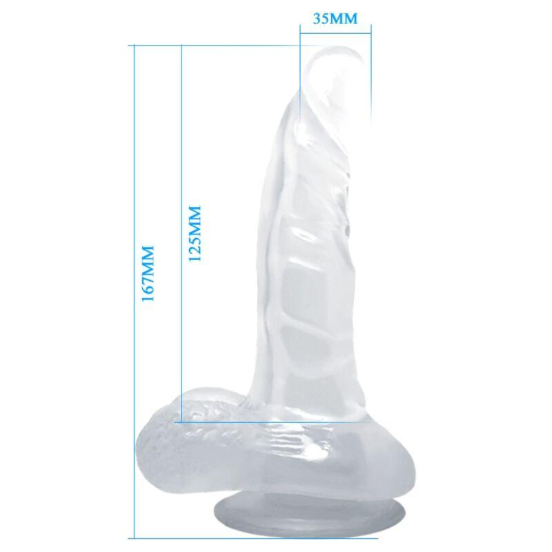 baile dildo realistico con ventosa e testicoli 16 7 cm trasparente