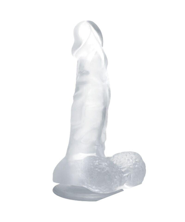 baile dildo realistico con ventosa e testicoli 16 7 cm trasparente