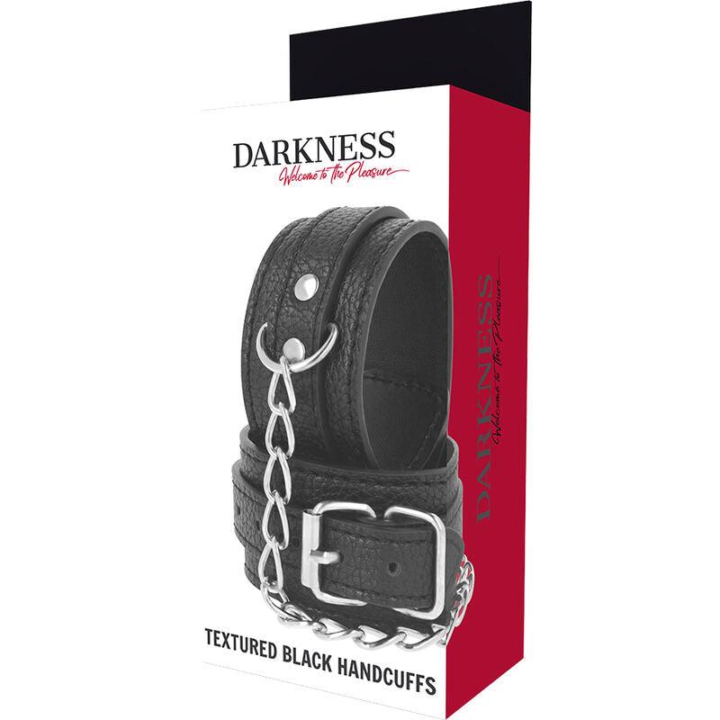 darkness manette in pelle strutturata nera