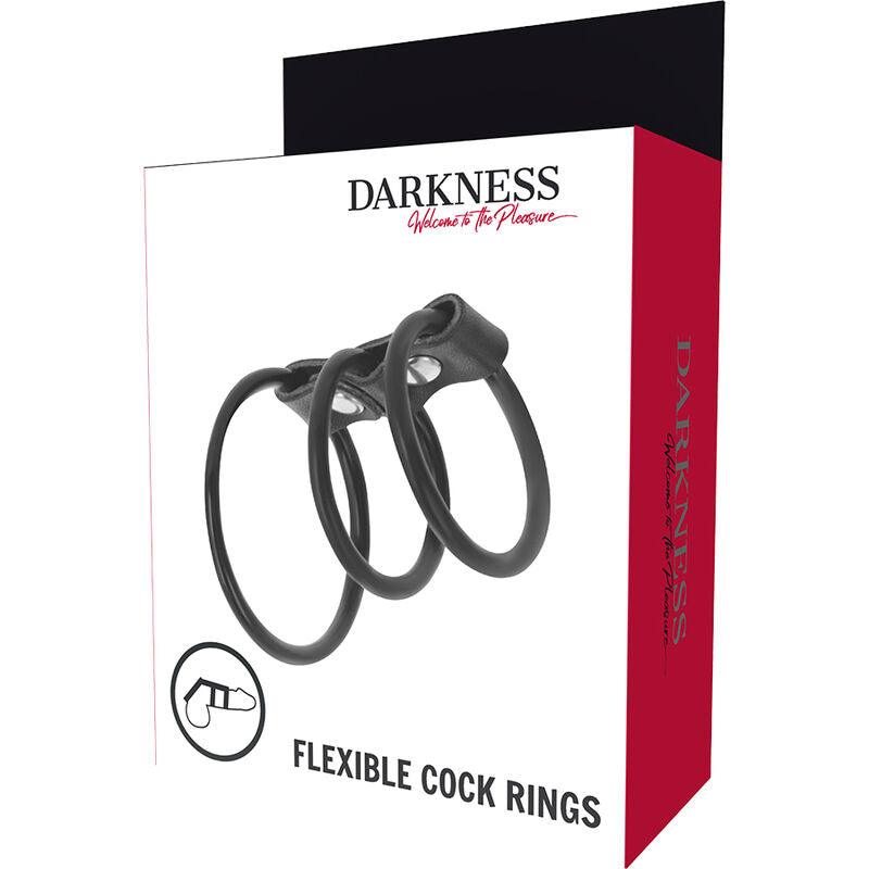 darkness set di 3 anelli per pene flessibili