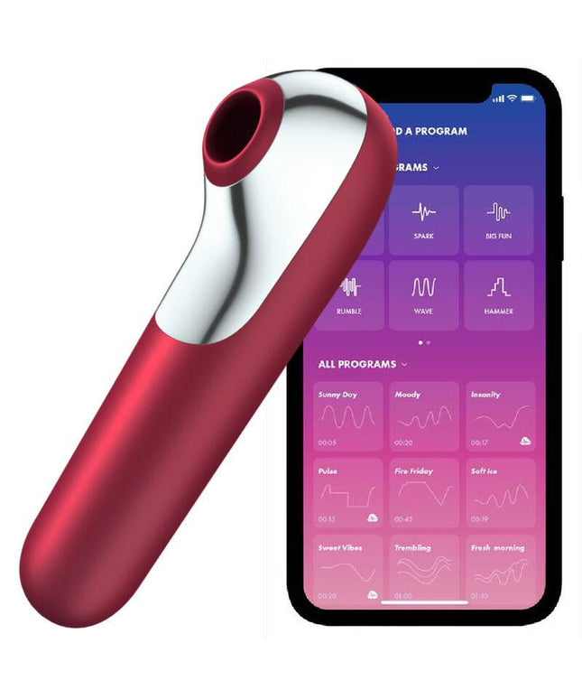 satisfyer vibratore e ventosa dual love con aria pulsata rosso