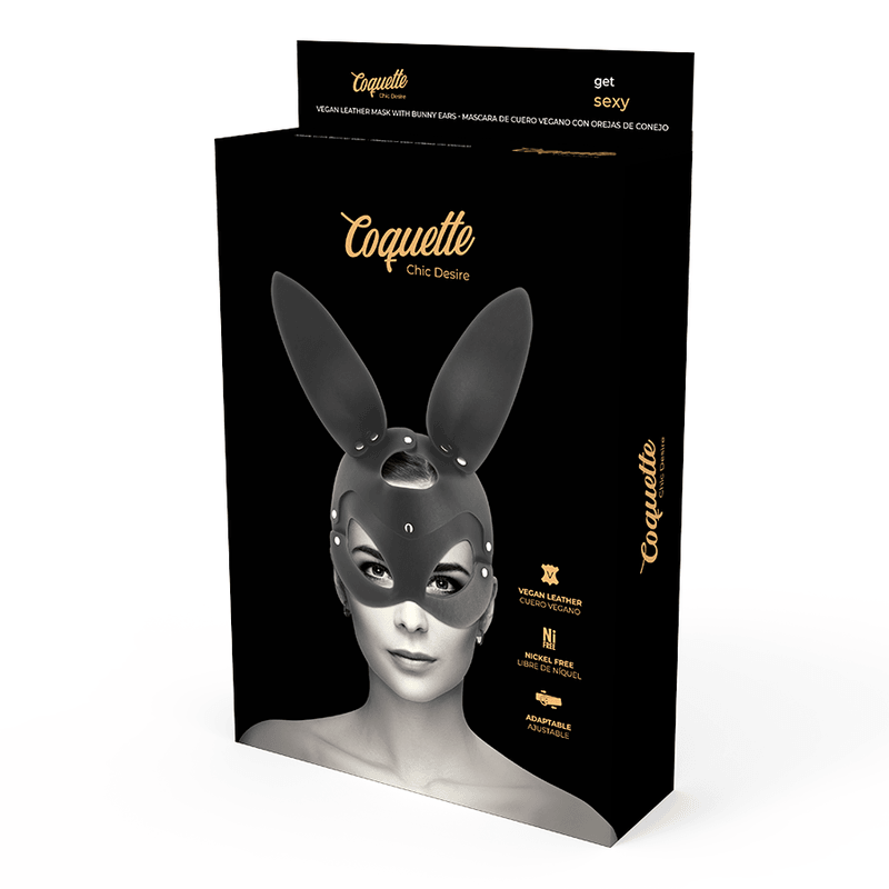 coquette chic desire maschera vegana in pelle con orecchie di coniglio