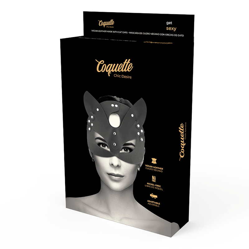 coquette chic desire maschera vegana in pelle con orecchie di gatto