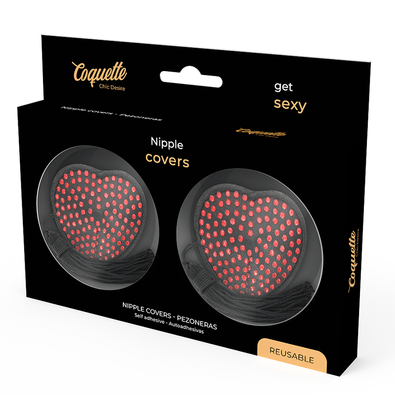 coquette chic desire copri capezzoli cuore nero rosso