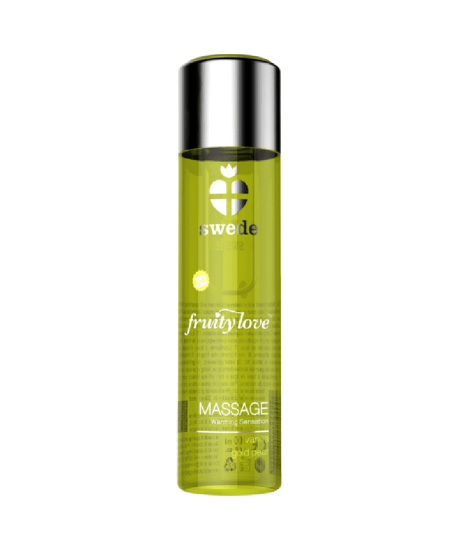 swede fruity love olio da massaggio effetto riscaldante vaniglia e pera oro 120 ml
