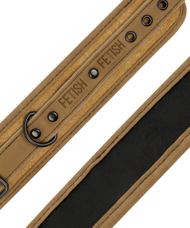 fetish submissive origen manette vegane in pelle con fodera in neoprene