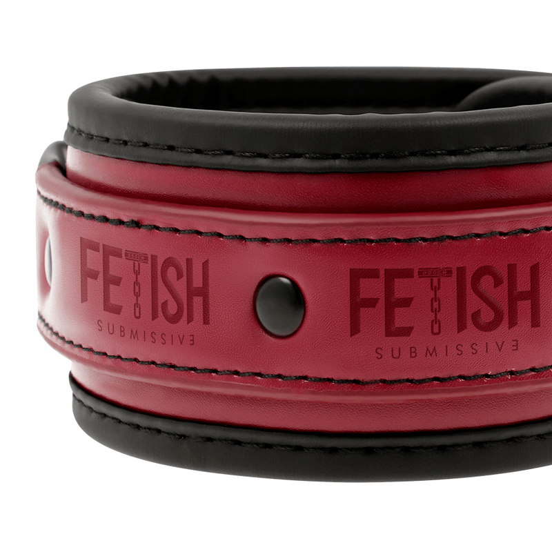 fetish submissive dark room manette vegan in pelle con fodera in neoprene