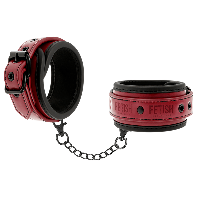 fetish submissive dark room manette vegan in pelle con fodera in neoprene