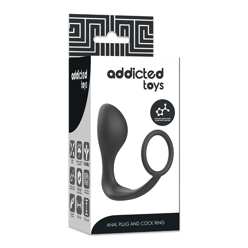 addicted toys plug anale con anello in silicone nero