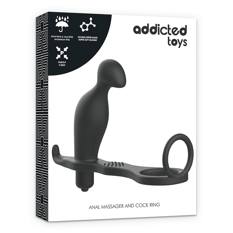 addicted toys plug anale con anello in silicone nero 12 cm