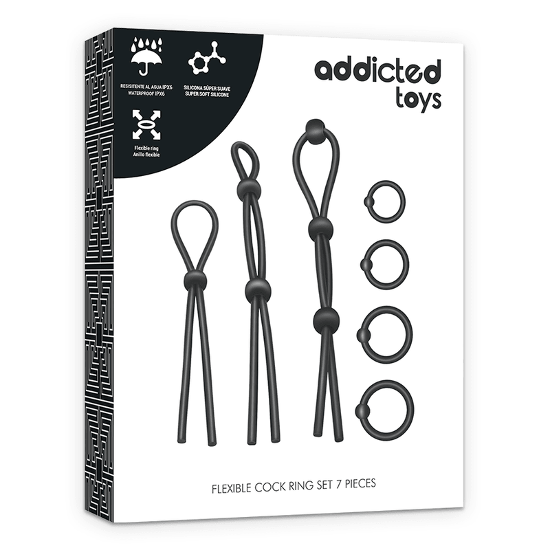 addicted toys set di anelli per il cazzo flessibili in silicone 7 pezzi