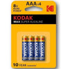 kodak batteria max super alcalina aaa lr03 blister 4